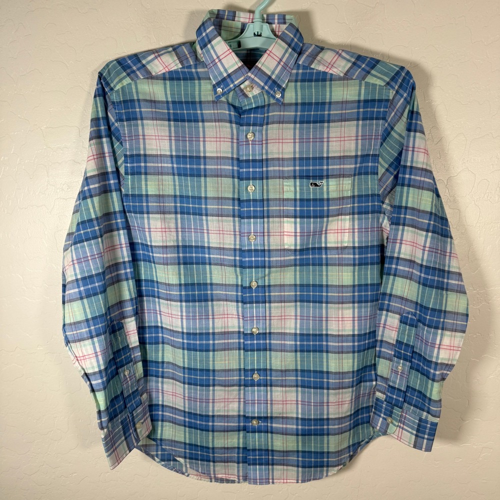 Vineyard Vines‎ Shirt Mens Small Blue Plaid Classic Fit Tucker Button Down
